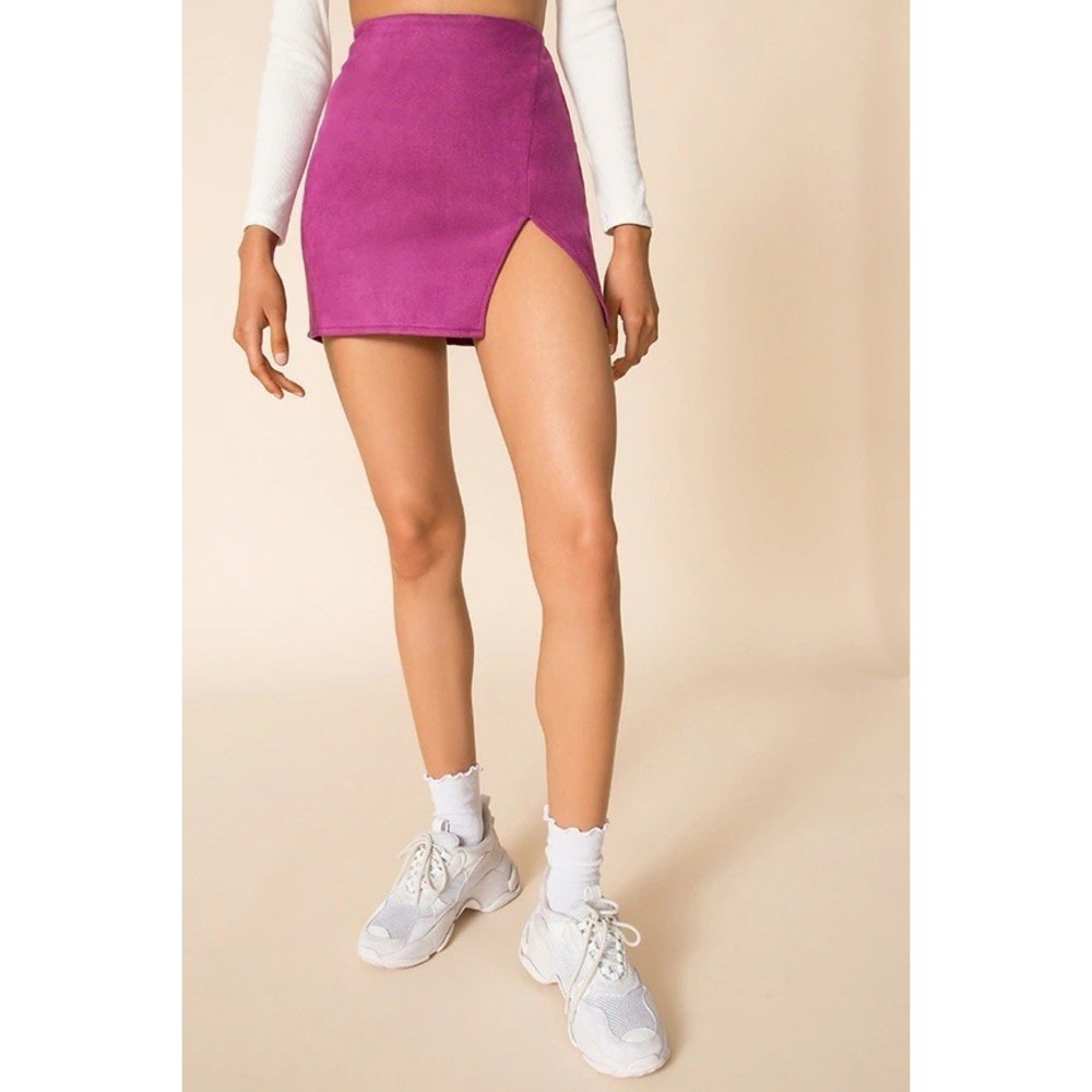 Superdown Trinity Faux Suede Skirt Purple Medium